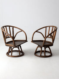 mid-century rattan lounge chairs pair