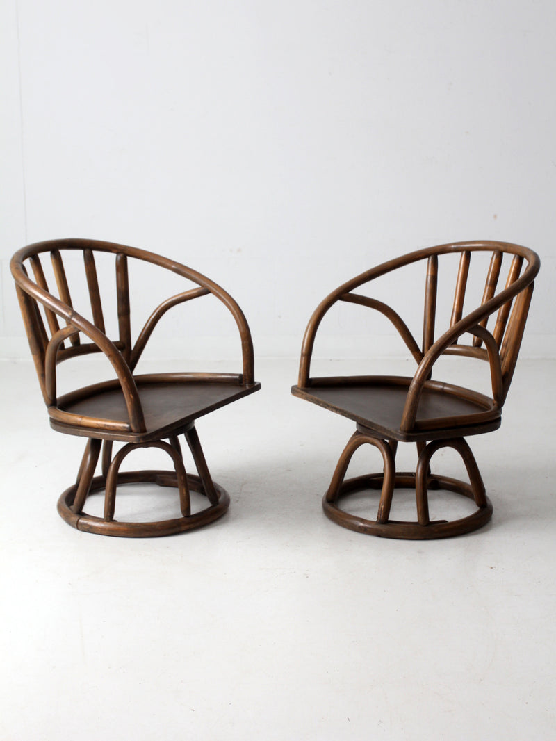 mid-century rattan lounge chairs pair