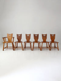 1940s American rustic oak dining chairs | set of six