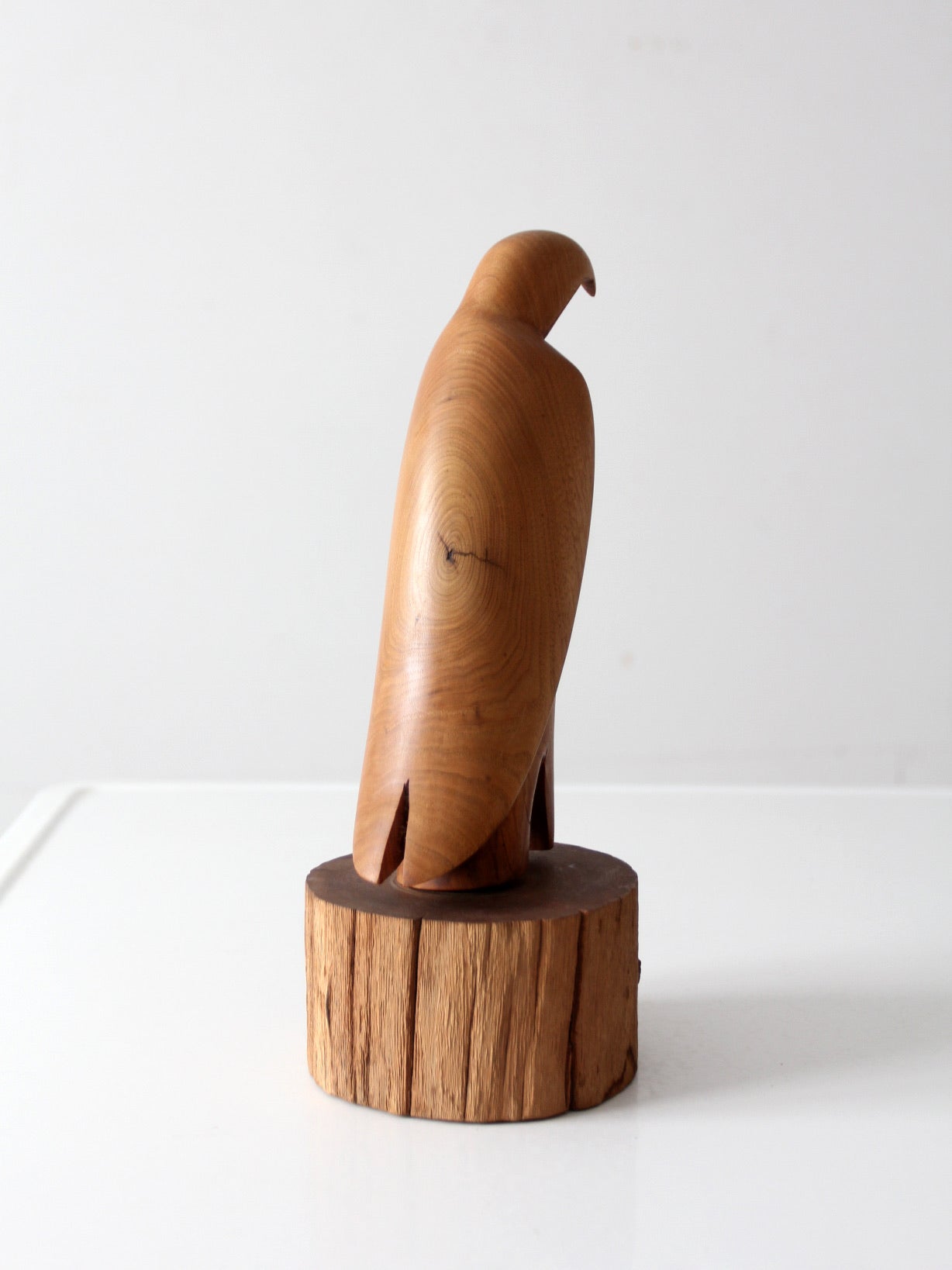 vintage hand-carved wood eagle sculpture ca 1978