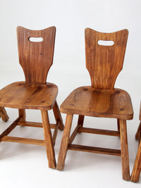 1940s American rustic oak dining chairs | set of six