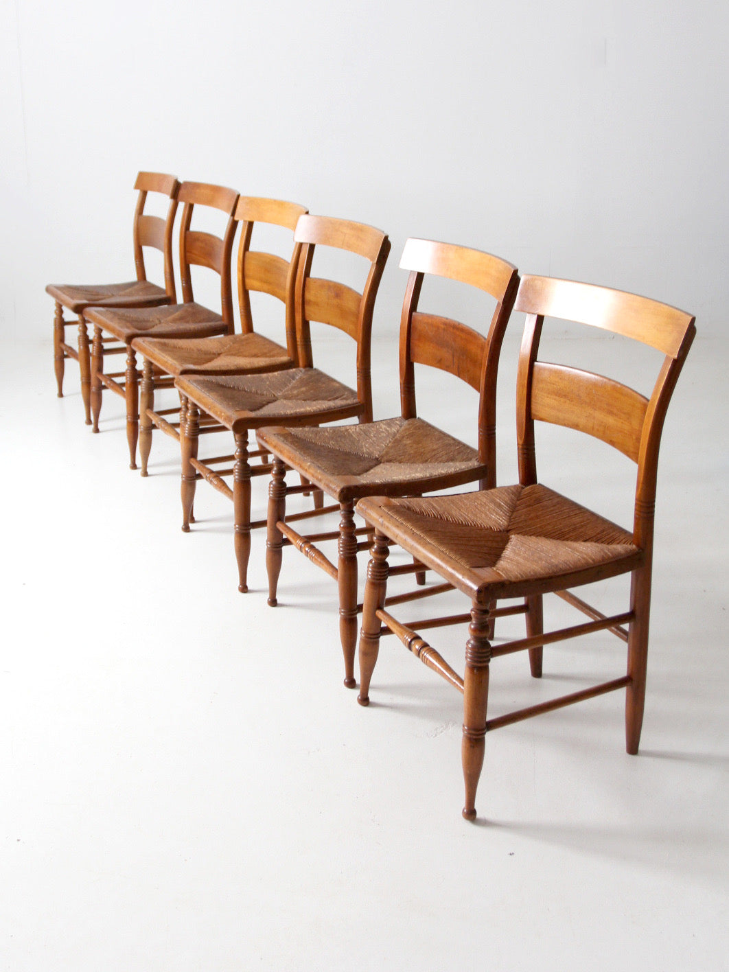 antique rush seat chairs set of 6 – 86 Vintage