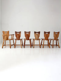 1940s American rustic oak dining chairs | set of six