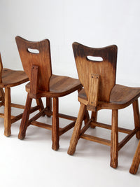 1940s American rustic oak dining chairs | set of six