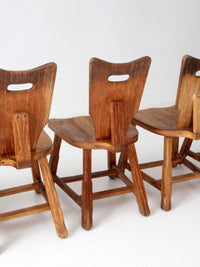1940s American rustic oak dining chairs | set of six