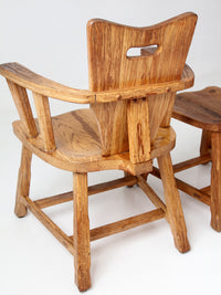 1940s American rustic oak dining chairs | set of six