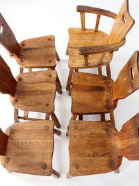 1940s American rustic oak dining chairs | set of six