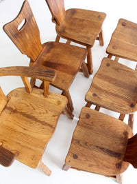 1940s American rustic oak dining chairs | set of six