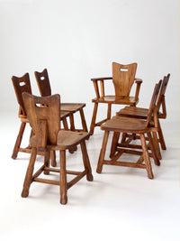 1940s American rustic oak dining chairs | set of six