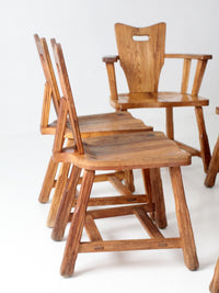 1940s American rustic oak dining chairs | set of six