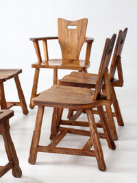 1940s American rustic oak dining chairs | set of six