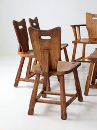 1940s American rustic oak dining chairs | set of six