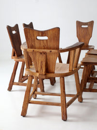 1940s American rustic oak dining chairs | set of six
