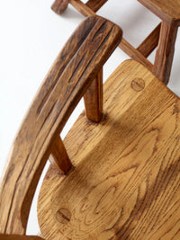 1940s American rustic oak dining chairs | set of six