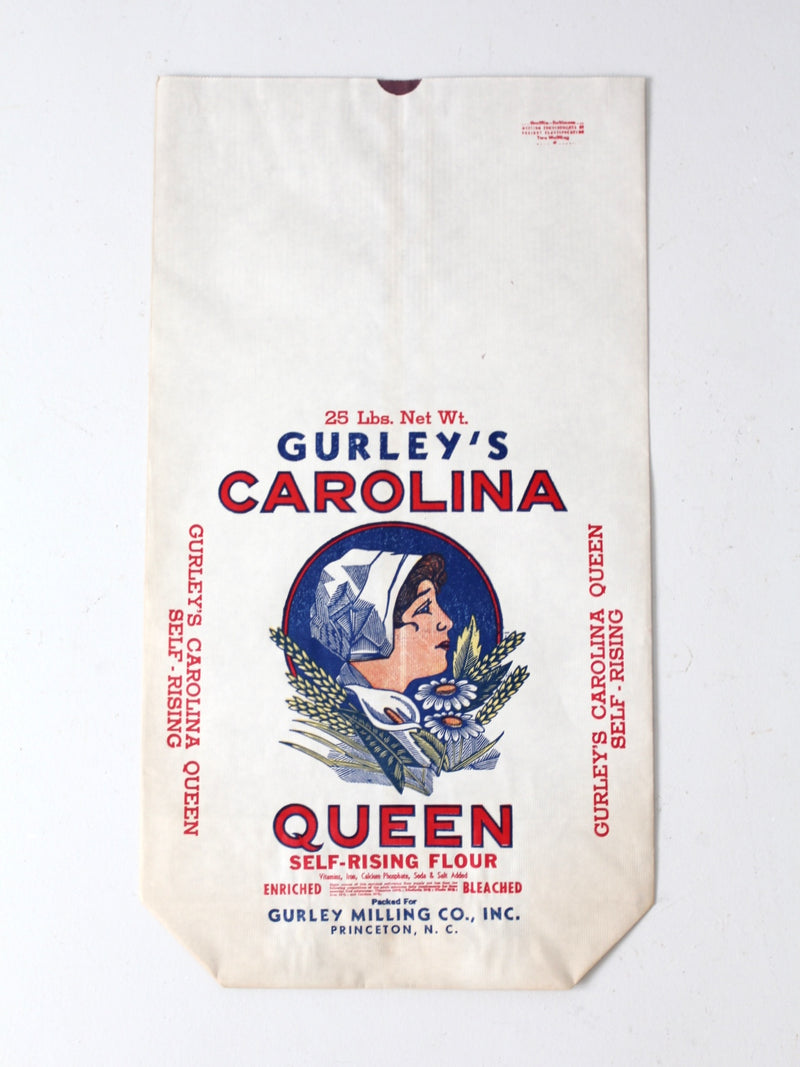 vintage Gurley's Carolina Queen paper flour bag