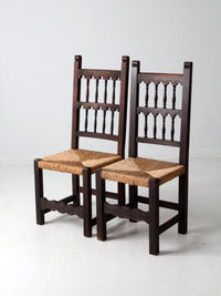 antique rush seat chairs pair