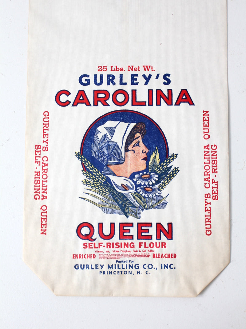 vintage Gurley's Carolina Queen paper flour bag