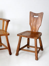 1940s American rustic oak dining chairs | set of six