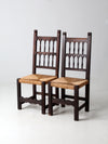 antique rush seat chairs pair