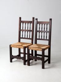 antique rush seat chairs pair