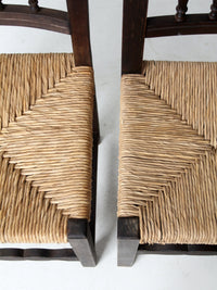 antique rush seat chairs pair