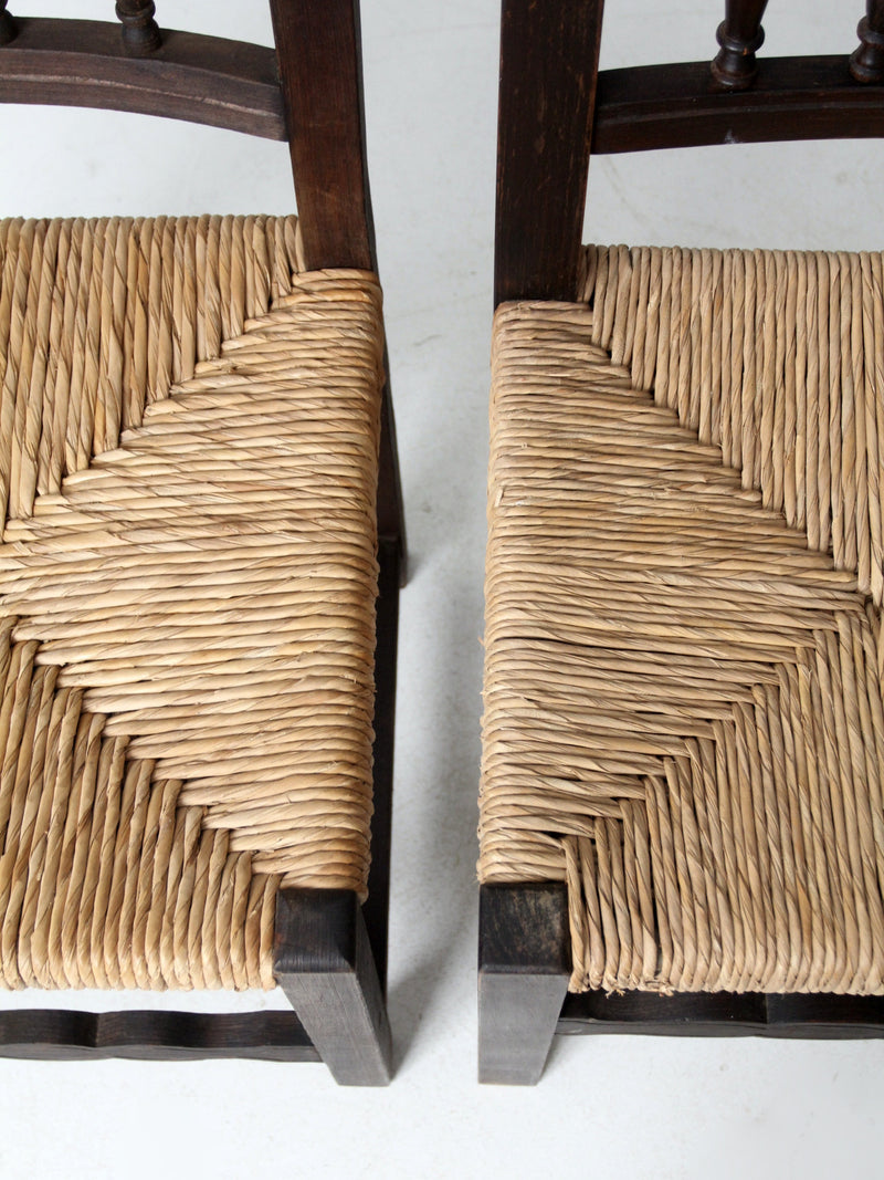 antique rush seat chairs pair