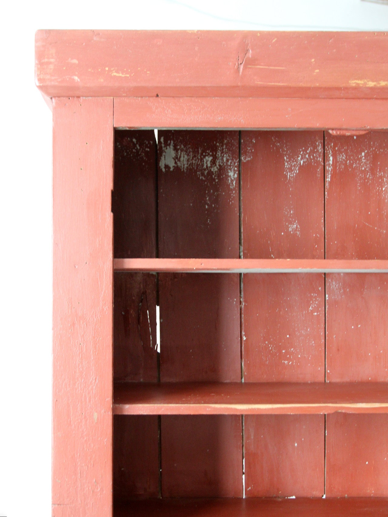 antique primitive red step-back cupboard cabinet