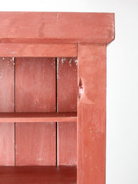 antique primitive red step-back cupboard cabinet