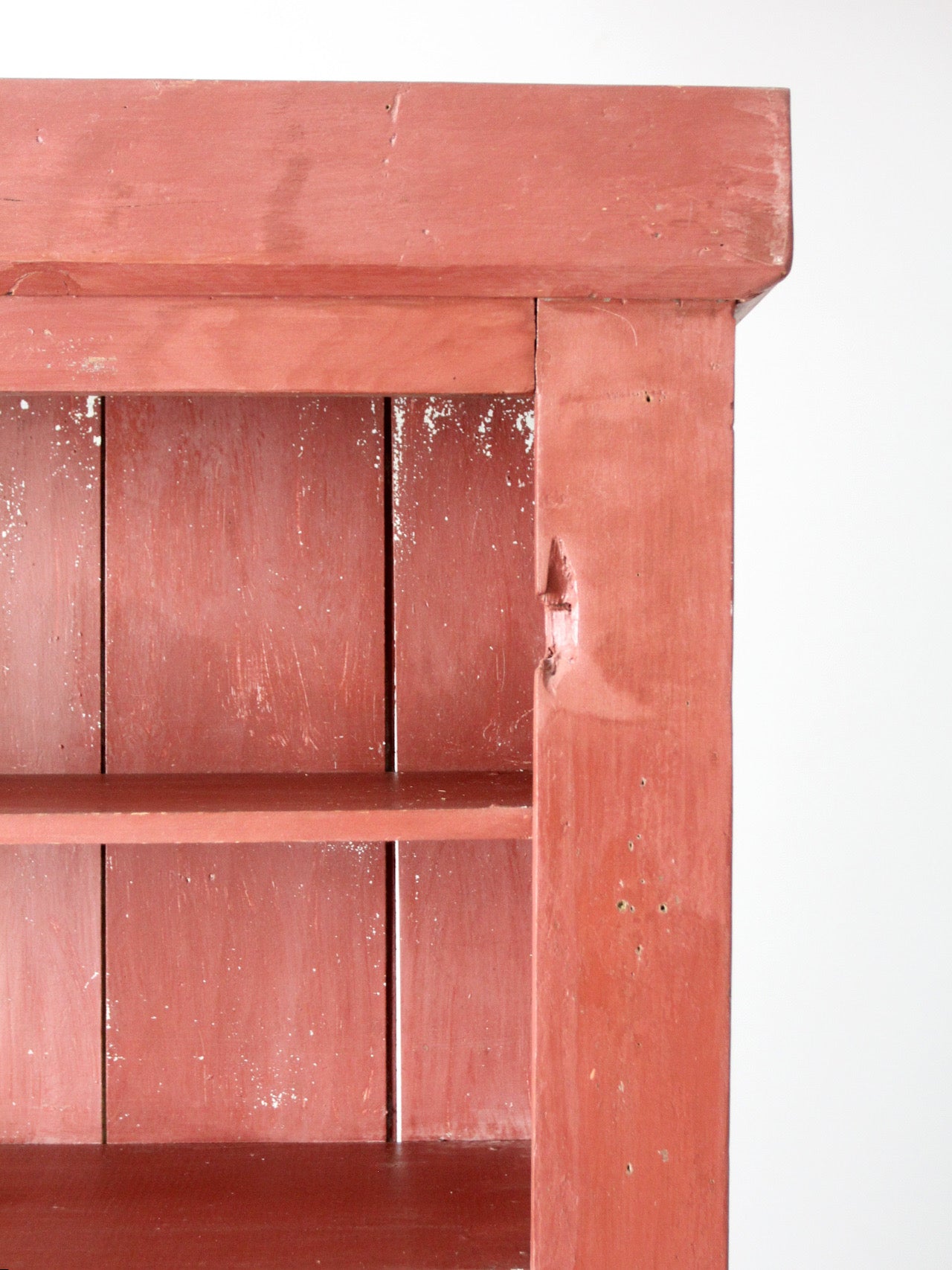 antique primitive red step-back cupboard cabinet