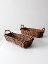 pair vintage rectangular wicker baskets