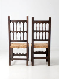 antique rush seat chairs pair