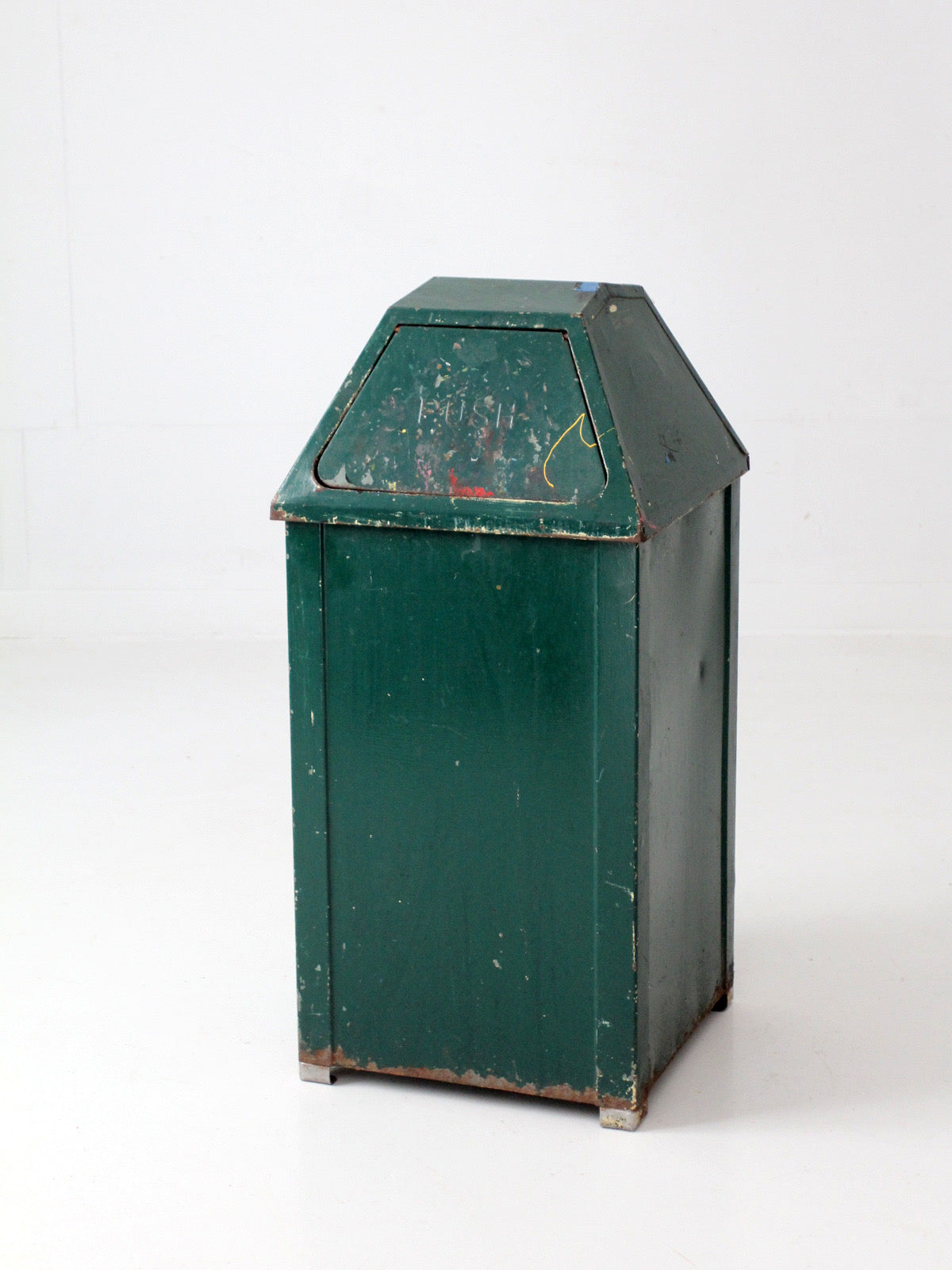 vintage industrial metal trash can