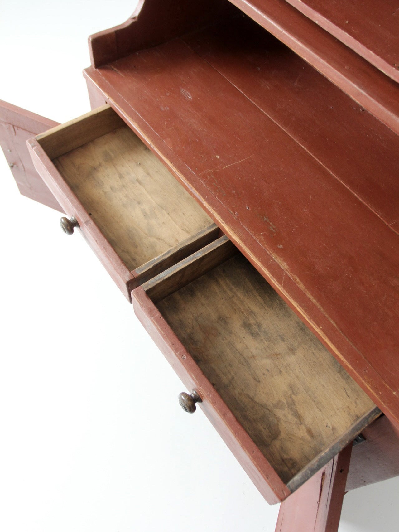 antique primitive red step-back cupboard cabinet