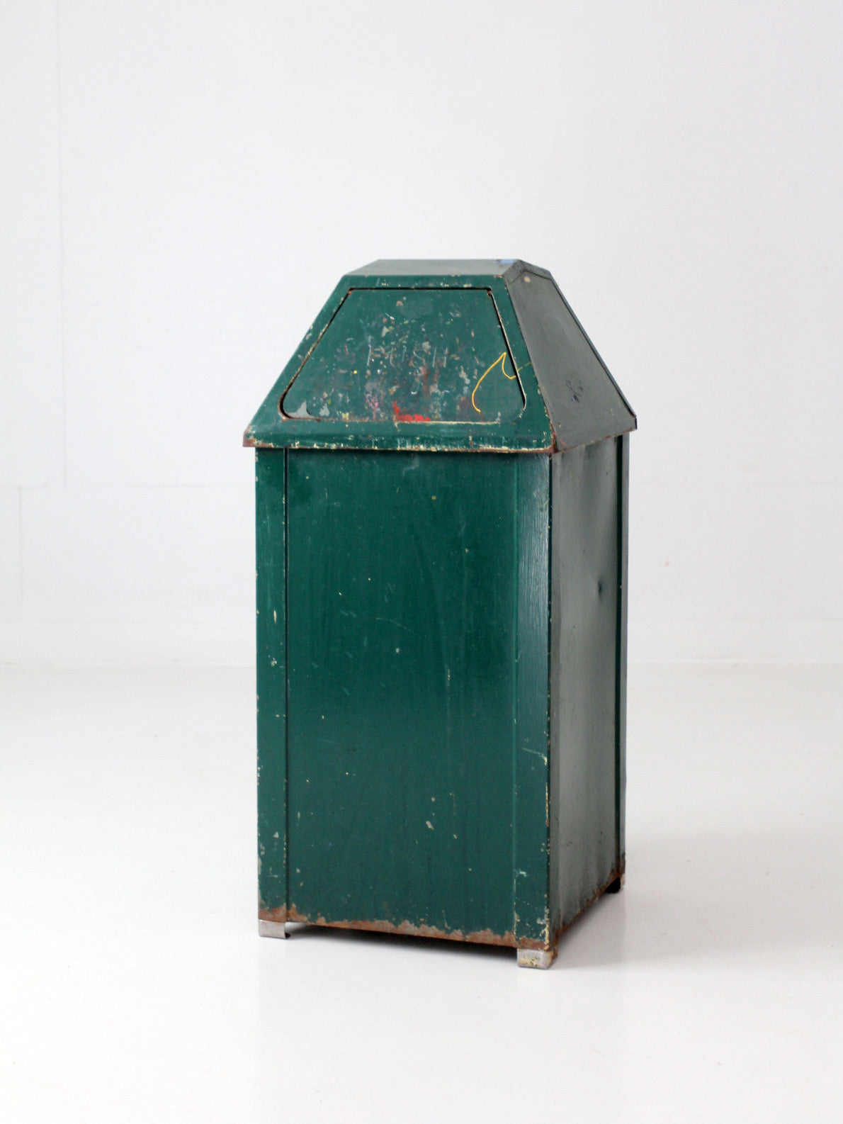 vintage industrial metal trash can