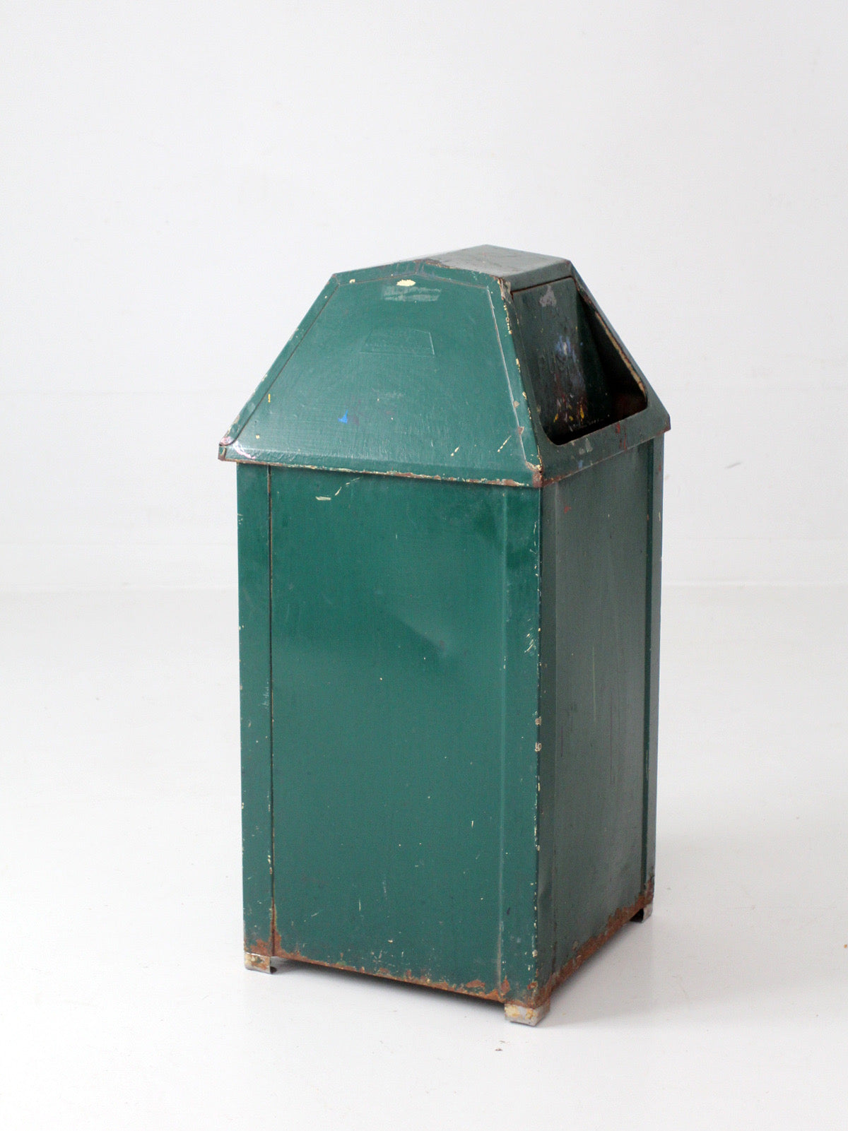 vintage industrial metal trash can