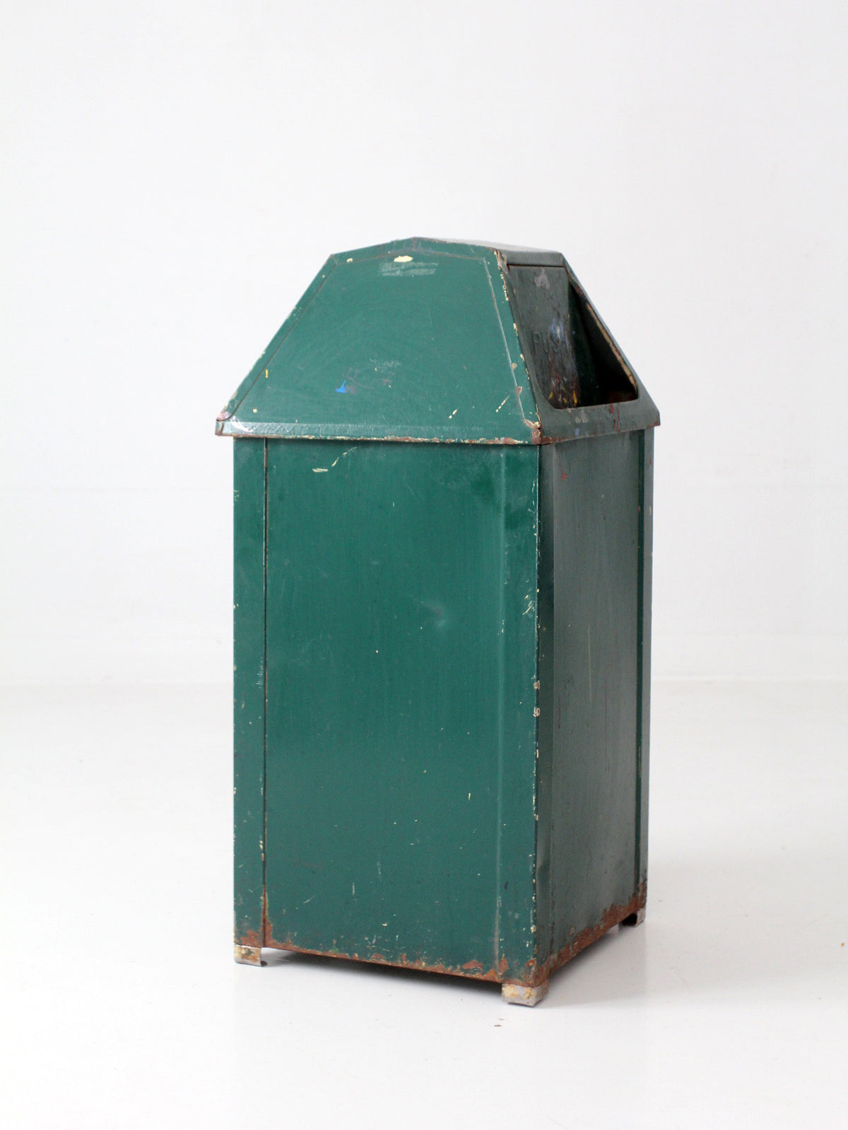 vintage industrial metal trash can