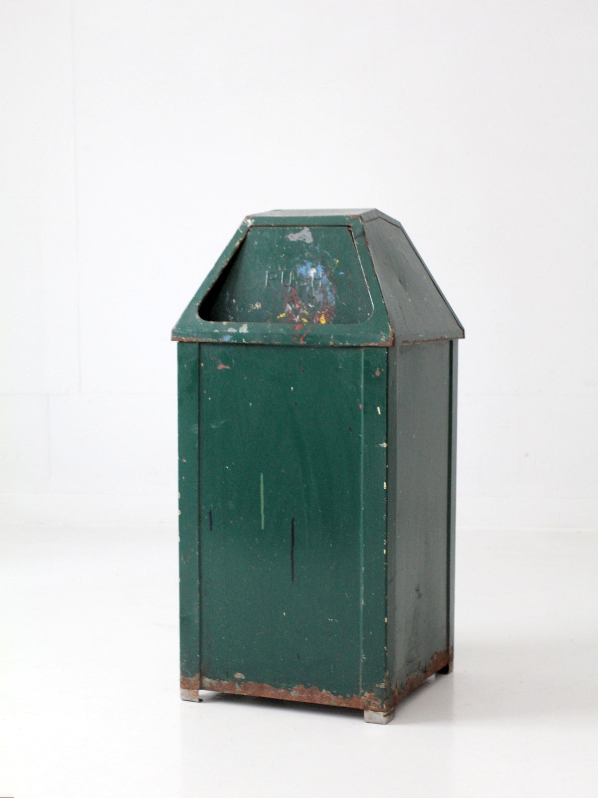 vintage industrial metal trash can