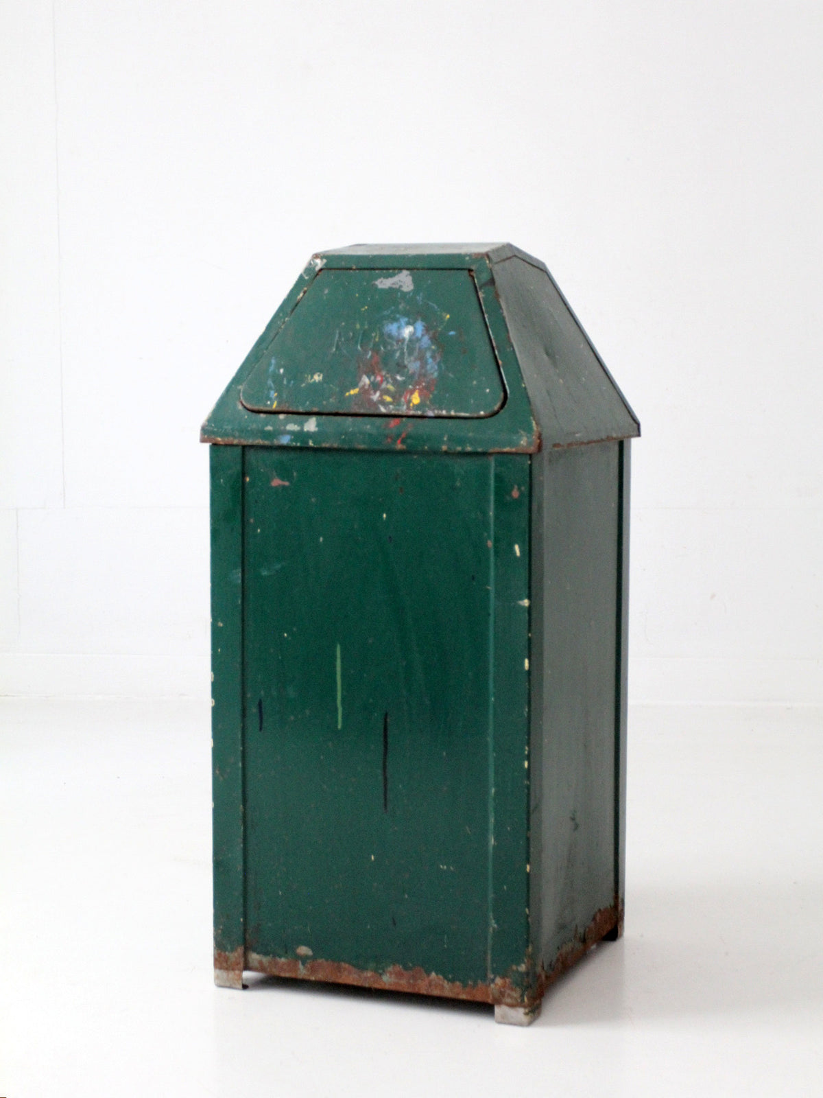 vintage industrial metal trash can