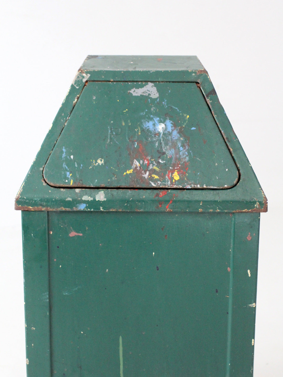 vintage industrial metal trash can