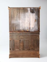 antique primitive red step-back cupboard cabinet