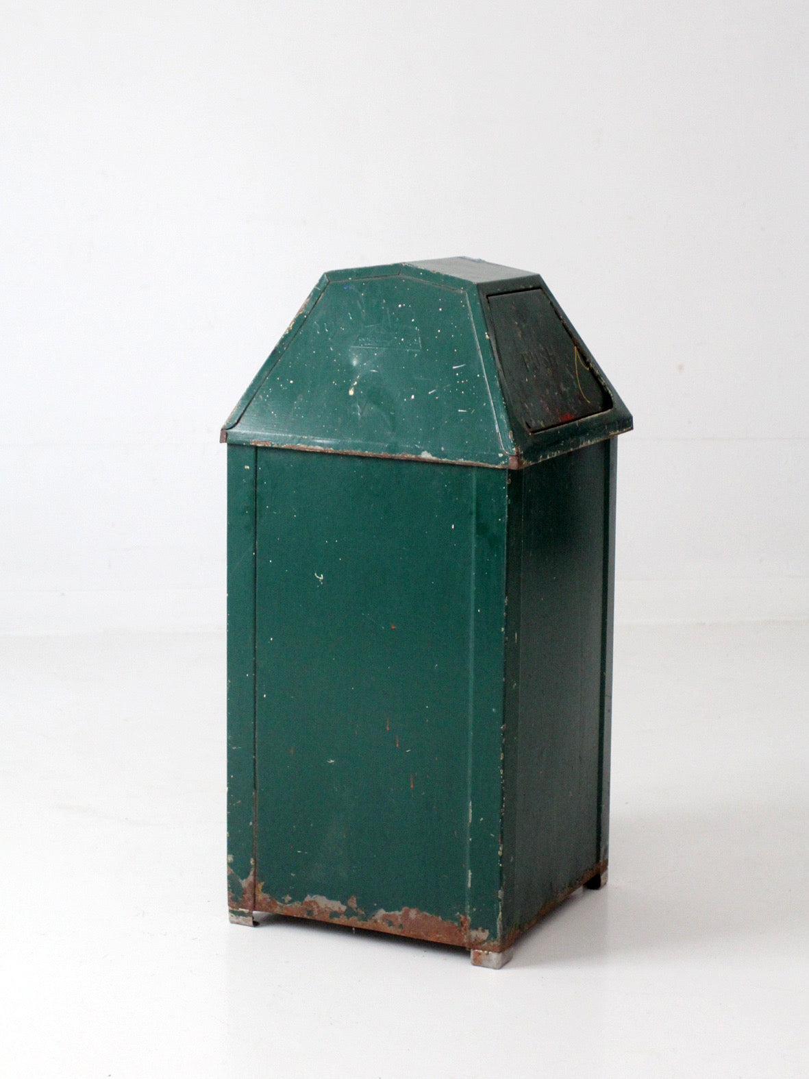 vintage industrial metal trash can