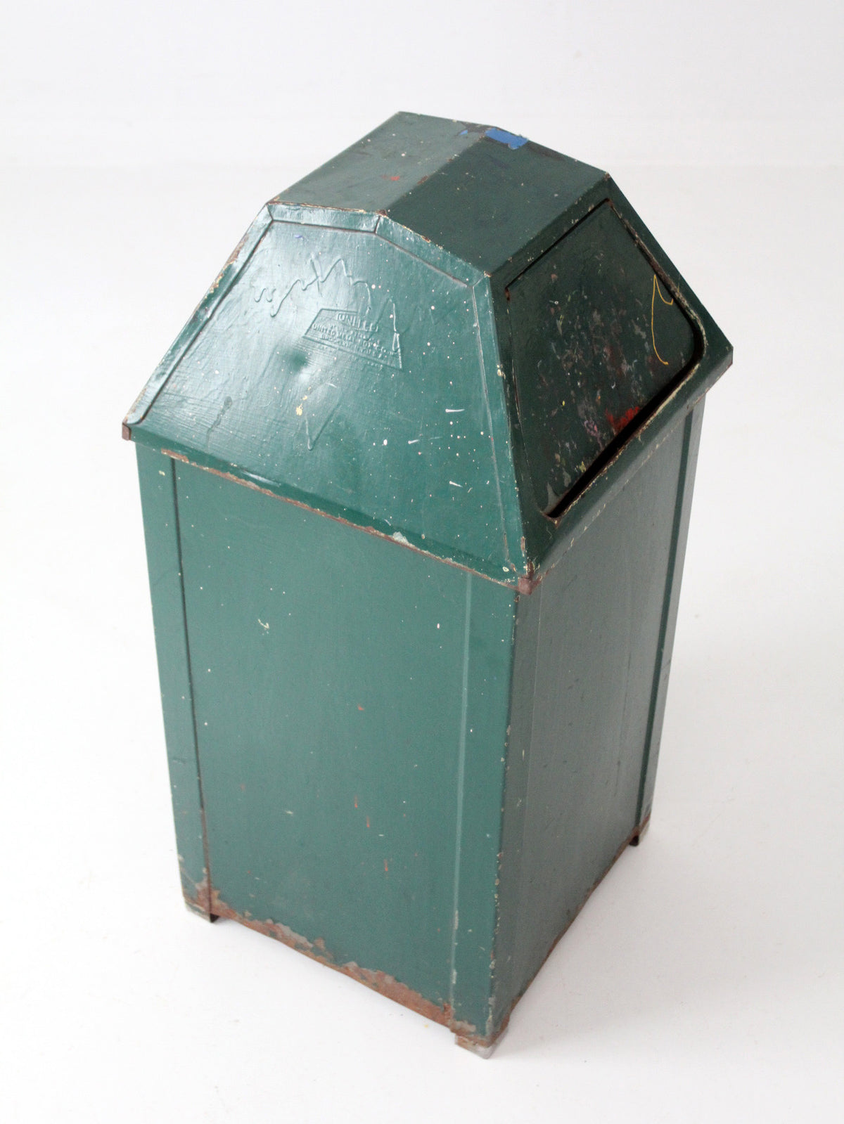 vintage industrial metal trash can