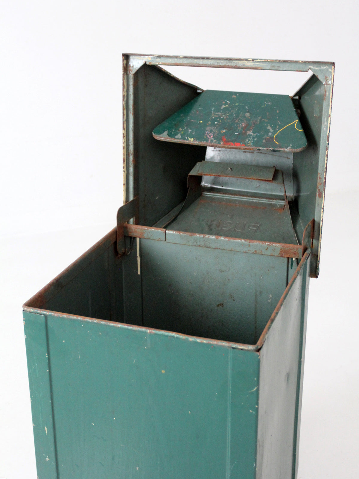 vintage industrial metal trash can