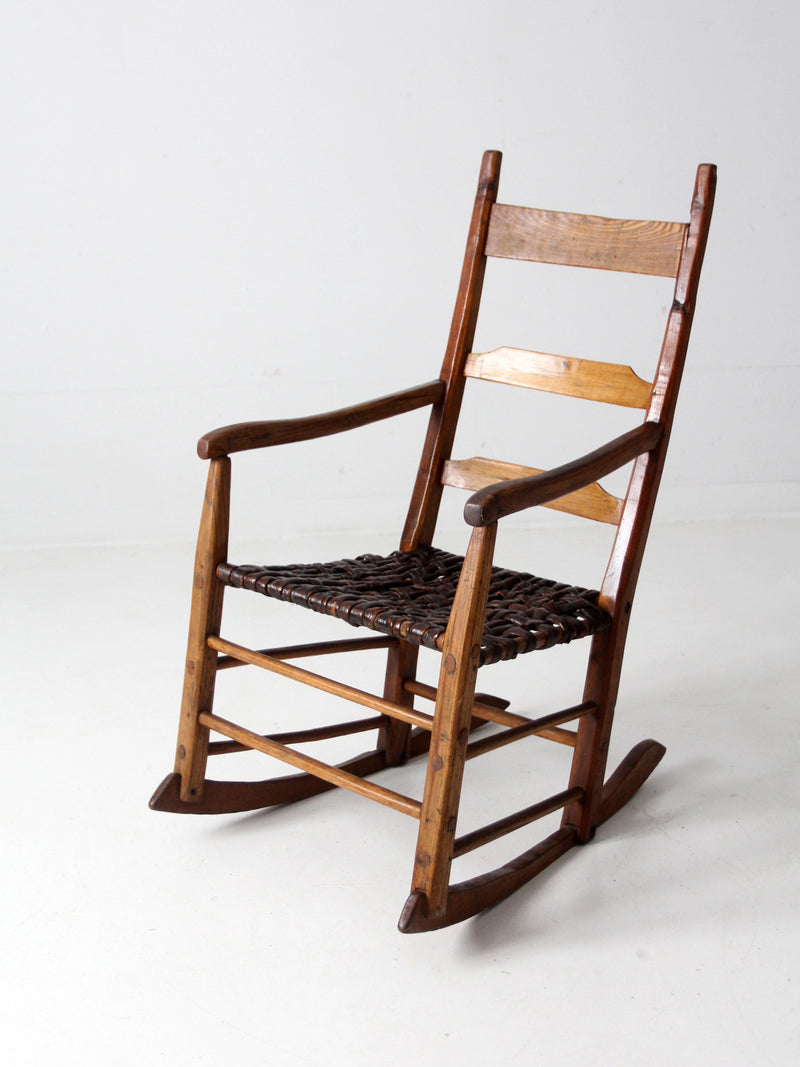 1860's antique splint weave seat rocking chair