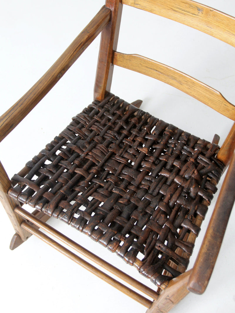 1860's antique splint weave seat rocking chair