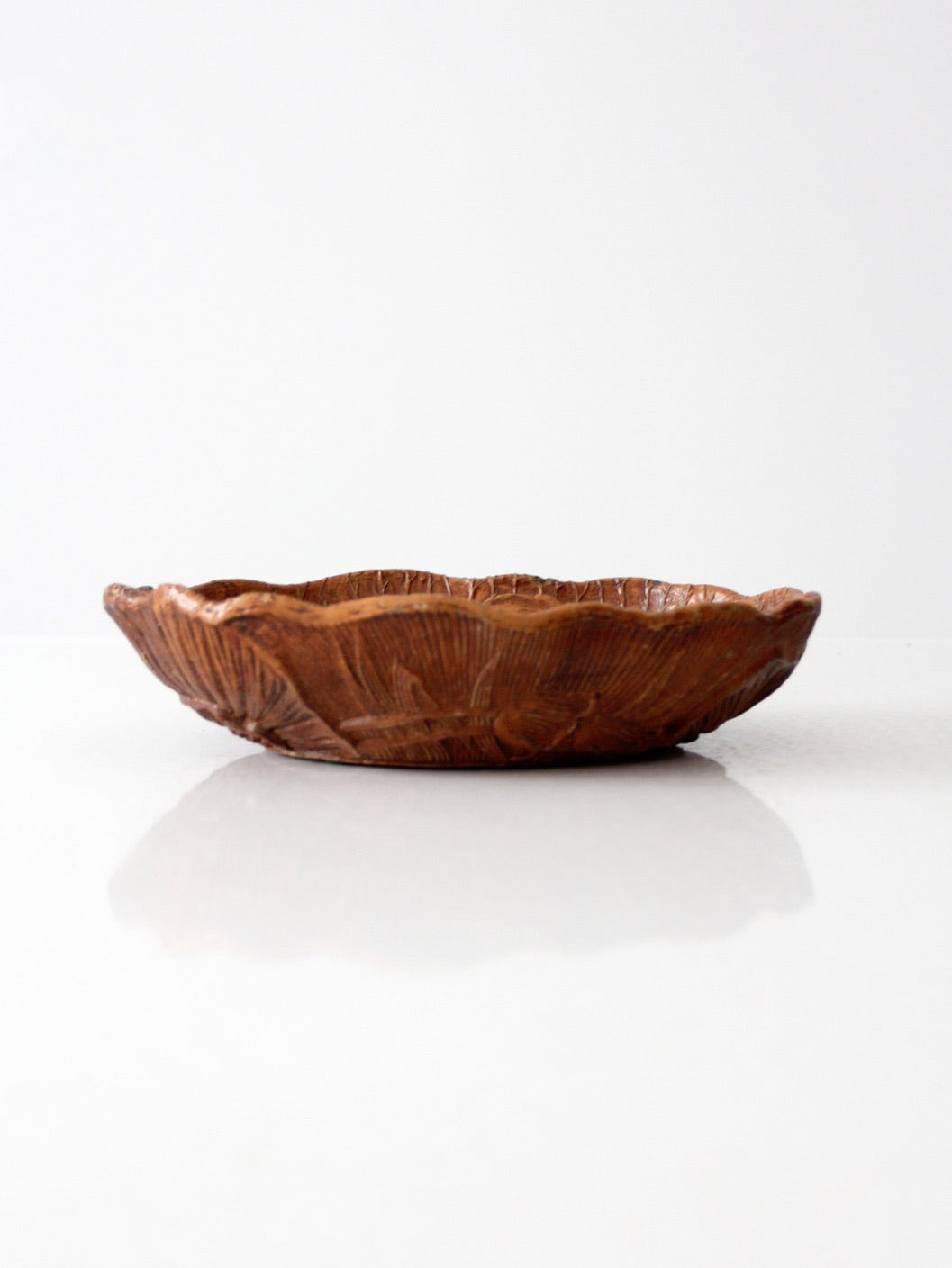 vintage floral cast wood decorative  bowl