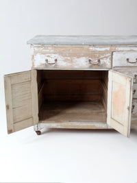 antique farmhouse kitchen work table with galvanized top