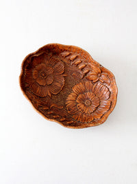 vintage floral cast wood decorative  bowl