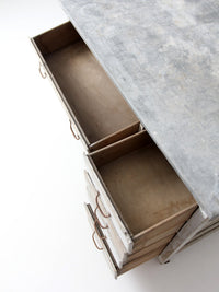 antique farmhouse kitchen work table with galvanized top