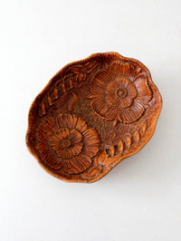 vintage floral cast wood decorative  bowl